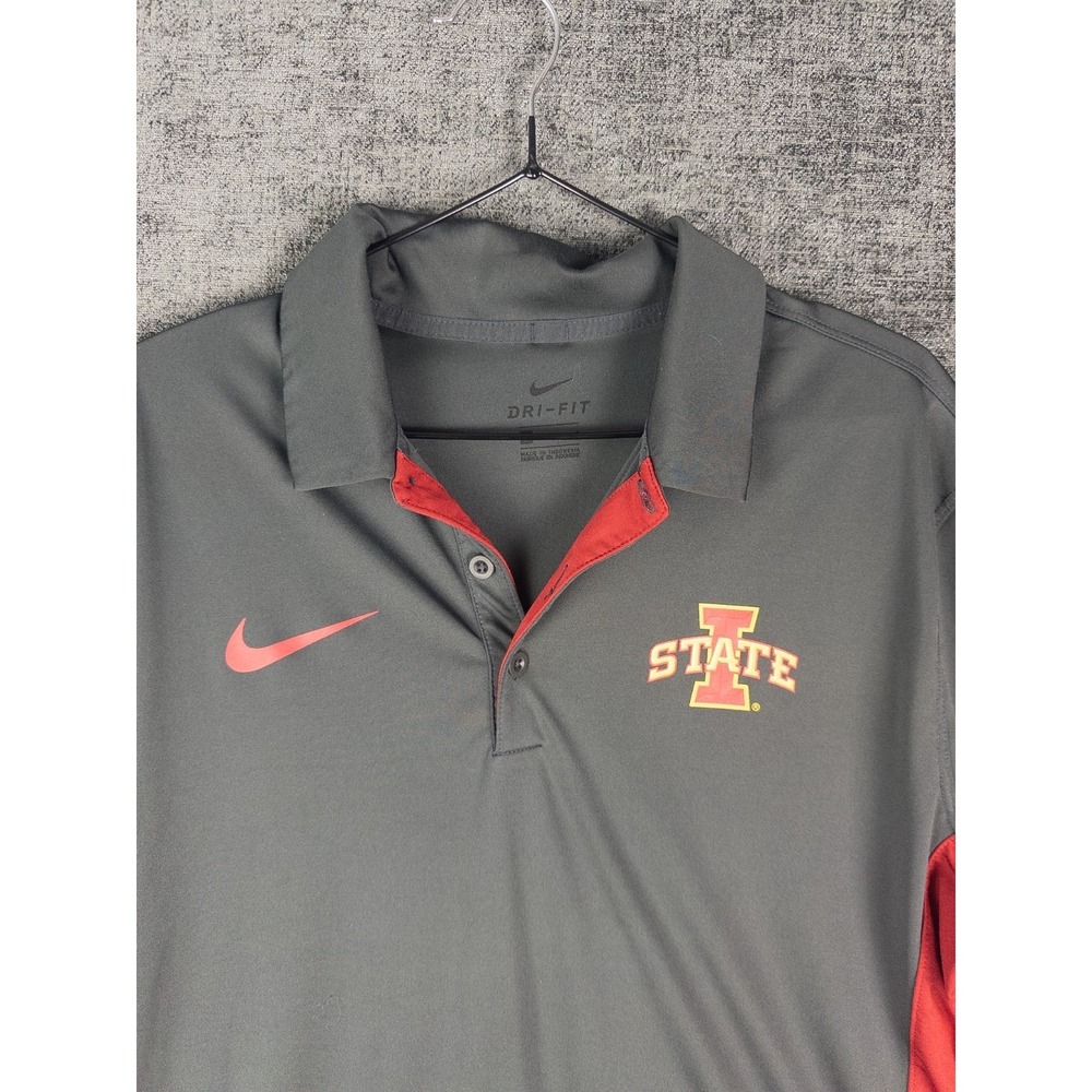 Nike Iowa State Cyclones Polo Shirt Mens L Black Logo Dri-Fit Performance